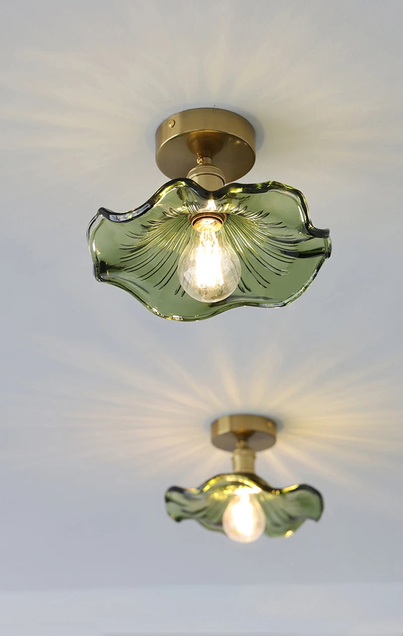 Multiple Styles Nordic Ceiling Light Fixture Glass or Ceramic Shade Vintage Ceiling Lamp with E27 Base for Hallway Entryway-Grain-Light