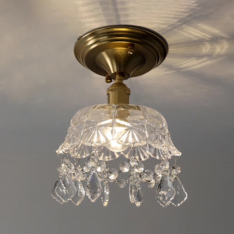 Multiple Styles Nordic Ceiling Light Fixture Glass or Ceramic Shade Vintage Ceiling Lamp with E27 Base for Hallway Entryway-Grain-Light