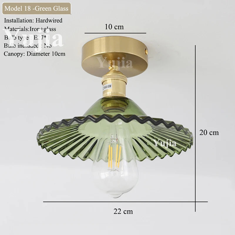 Multiple Styles Nordic Ceiling Light Fixture Glass or Ceramic Shade Vintage Ceiling Lamp with E27 Base for Hallway Entryway-Grain-Light