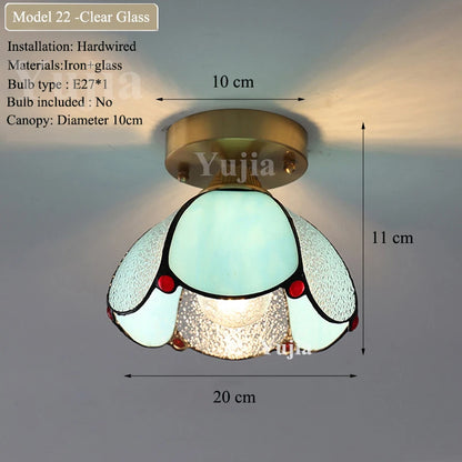 Multiple Styles Nordic Ceiling Light Fixture Glass or Ceramic Shade Vintage Ceiling Lamp with E27 Base for Hallway Entryway-Grain-Light