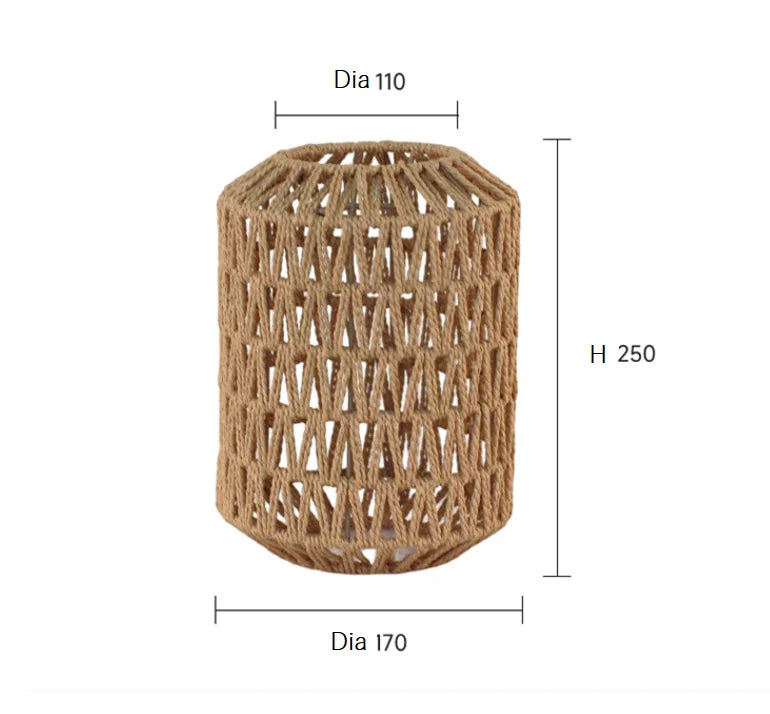 Decoration Hand-woven Retro Paper-rope Lampshade Chandelier Rattan Light Cover For Cofe , Home, Hotel-Grain-Light