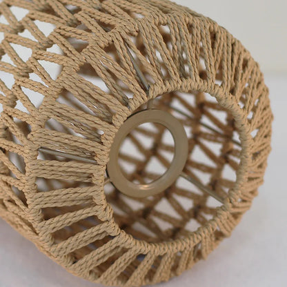 Decoration Hand-woven Retro Paper-rope Lampshade Chandelier Rattan Light Cover For Cofe , Home, Hotel-Grain-Light