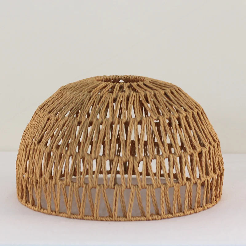Decoration Hand-woven Retro Paper-rope Lampshade Chandelier Rattan Light Cover For Cofe , Home, Hotel-Grain-Light