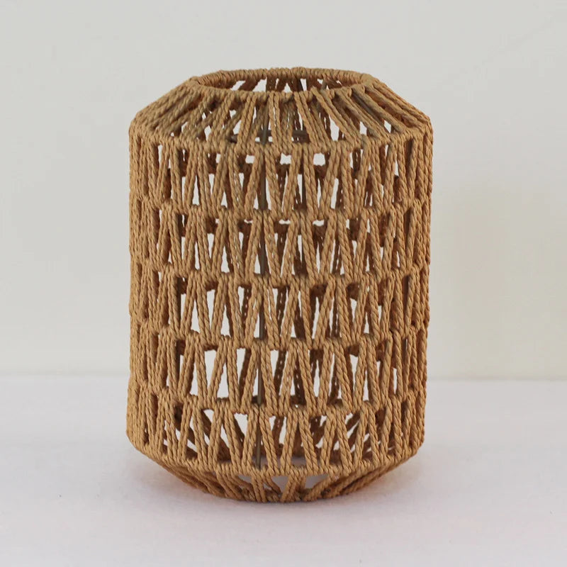 Decoration Hand-woven Retro Paper-rope Lampshade Chandelier Rattan Light Cover For Cofe , Home, Hotel-Grain-Light