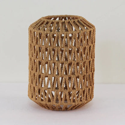 Decoration Hand-woven Retro Paper-rope Lampshade Chandelier Rattan Light Cover For Cofe , Home, Hotel-Grain-Light