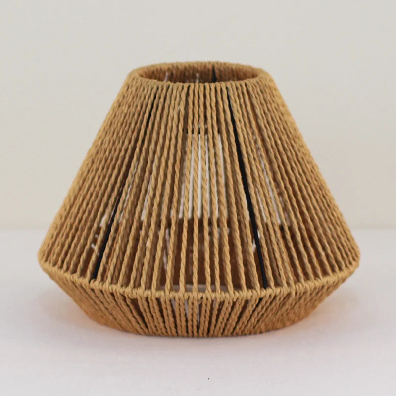 Decoration Hand-woven Retro Paper-rope Lampshade Chandelier Rattan Light Cover For Cofe , Home, Hotel-Grain-Light