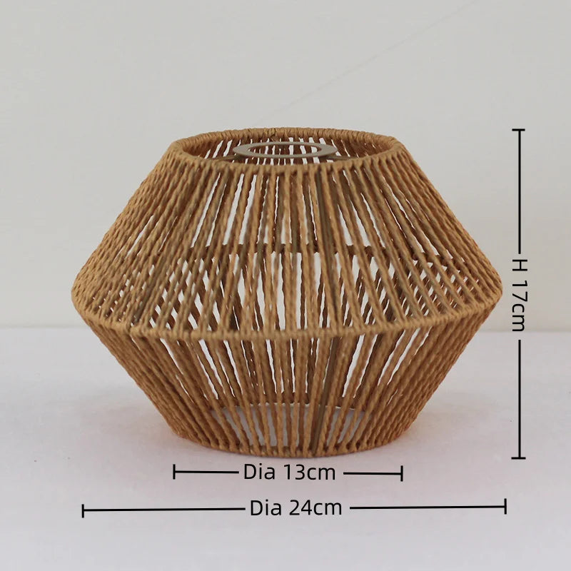 Decoration Hand-woven Retro Paper-rope Lampshade Chandelier Rattan Light Cover For Cofe , Home, Hotel-Grain-Light