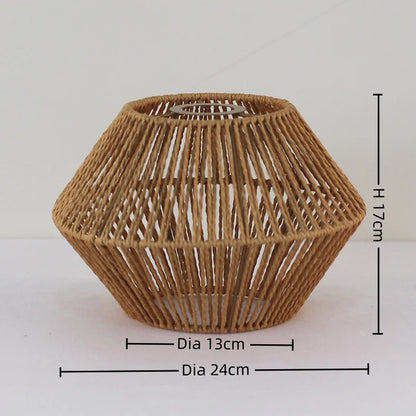 Decoration Hand-woven Retro Paper-rope Lampshade Chandelier Rattan Light Cover For Cofe , Home, Hotel-Grain-Light
