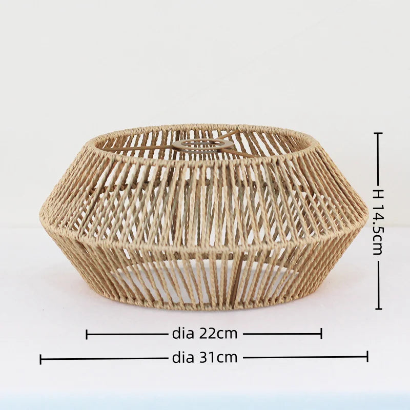 Decoration Hand-woven Retro Paper-rope Lampshade Chandelier Rattan Light Cover For Cofe , Home, Hotel-Grain-Light