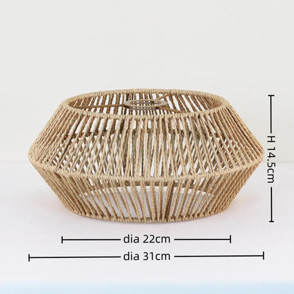 Decoration Hand-woven Retro Paper-rope Lampshade Chandelier Rattan Light Cover For Cofe , Home, Hotel-Grain-Light