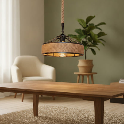 Suspension Luminaire Bois, Osier et Rotin Beige Chiang Mai