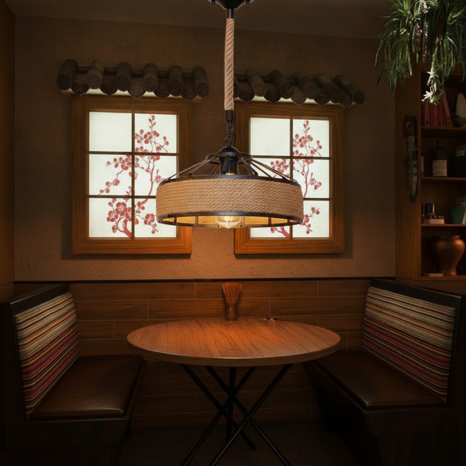 Suspension Luminaire Bois, Osier et Rotin Beige Chiang Mai