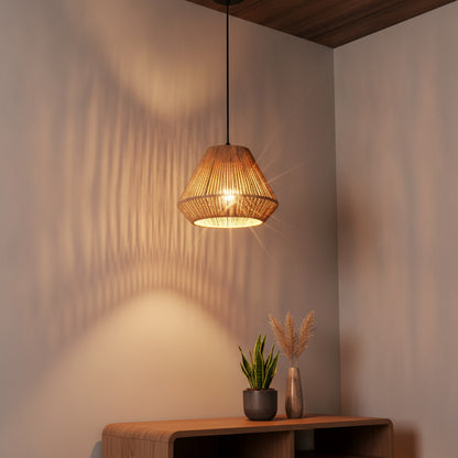 Suspension Luminaire Bohème en Rotin Tissé - Lampe Suspendue Naturelle pour Salon, Chambre, Cuisine