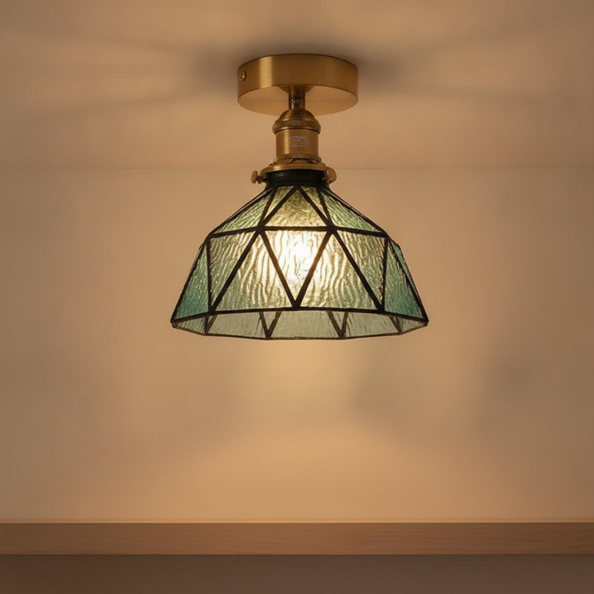 Applique Murale LED Art Déco Laiton avec Abat-jour Verre - Luminaire Moderne pour Salon, Chambre, Cuisine