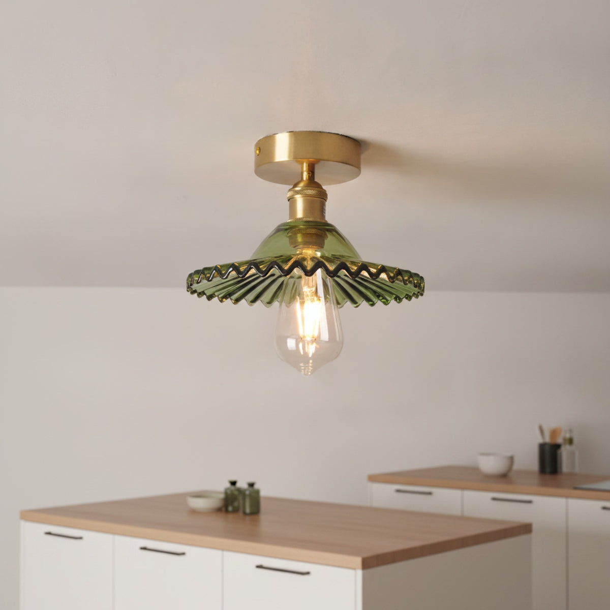 Applique Murale Verre & Laiton Style Art Déco - Lampe LED E27 pour Cuisine, Couloir, Chambre
