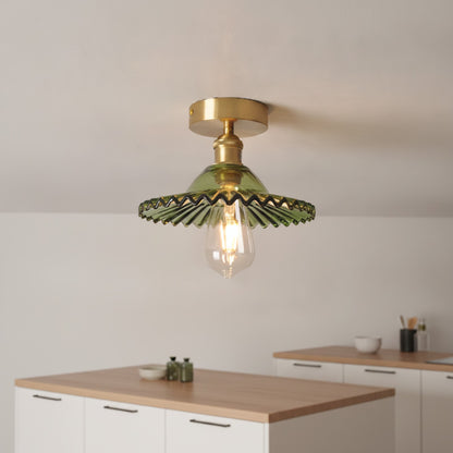 Applique Murale Verre & Laiton Style Art Déco - Lampe LED E27 pour Cuisine, Couloir, Chambre