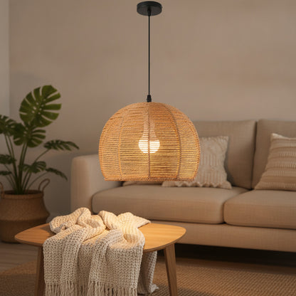 Suspension Bohème en Rotin Tressé - Lampe Vintage pour Salon, Chambre, Cuisine