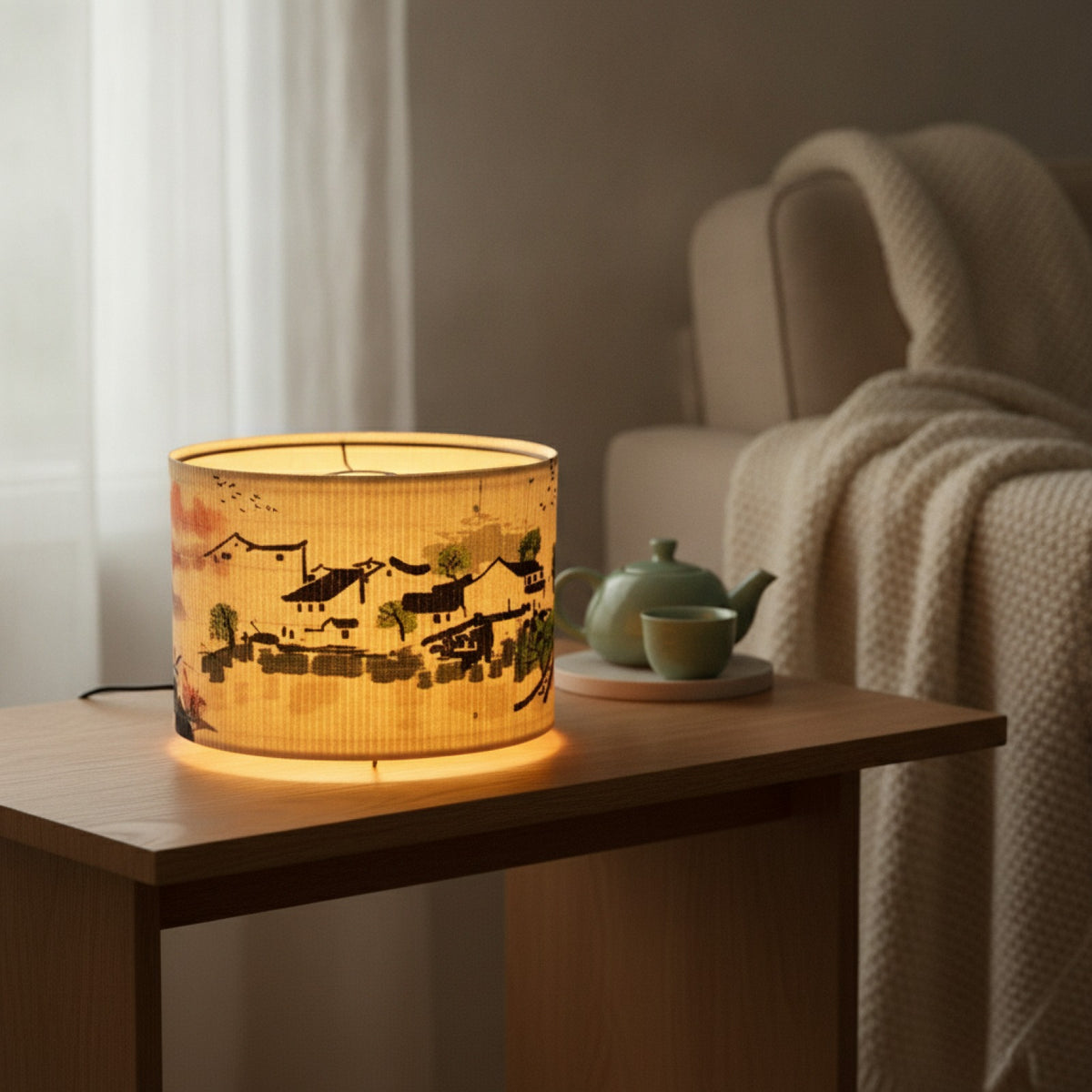 Abat Jour Cylindrique en Bambou Shangai - Ambiance Naturelle et Chaleureuse