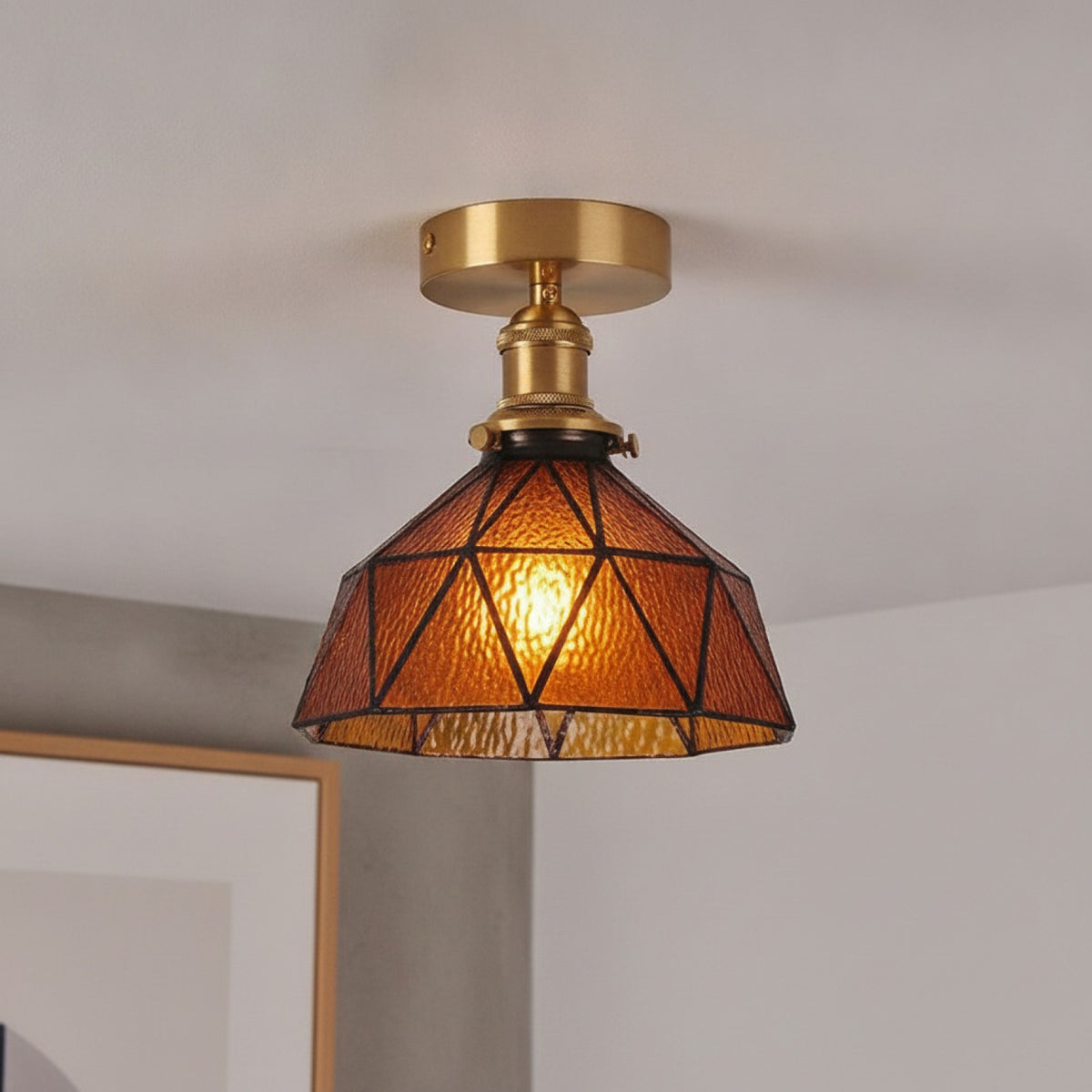 Lampe Plafond Art Déco en Verre - Luminaire Moderne pour Salon & Cuisine