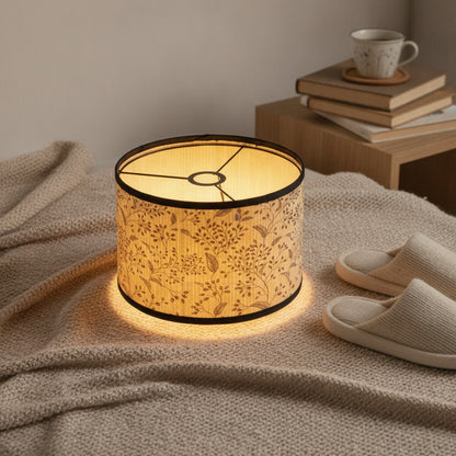 Abat-Jour Fleur Canton : Style Naturel en Bambou et Tissu Imprimé