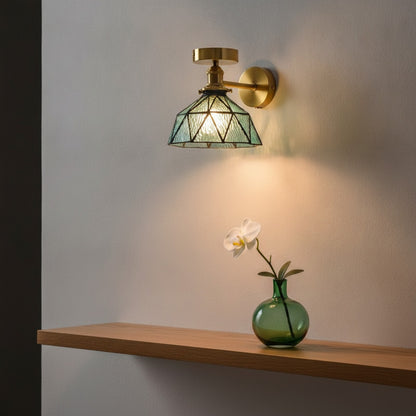 Applique Murale LED Art Déco Laiton avec Abat-jour Verre - Luminaire Moderne pour Salon, Chambre, Cuisine