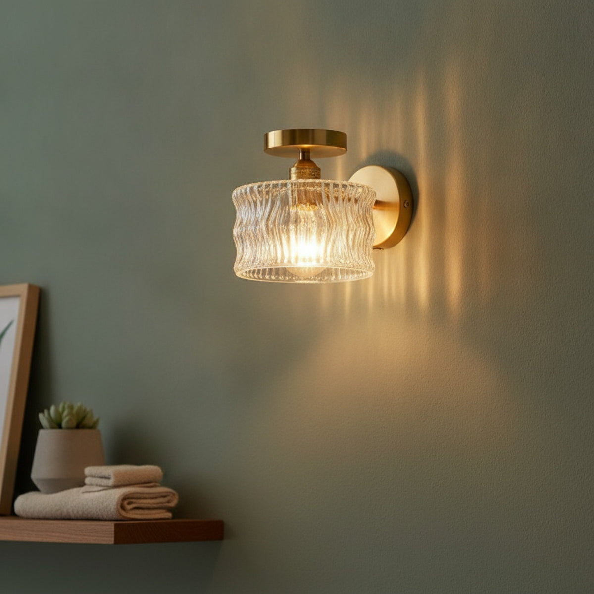 Applique Murale LED Verre Laiton Style Art Déco - Luminaire Moderne pour Salon & Chambre