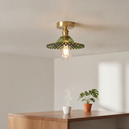 Applique Murale Verre & Laiton Style Art Déco - Lampe LED E27 pour Cuisine, Couloir, Chambre