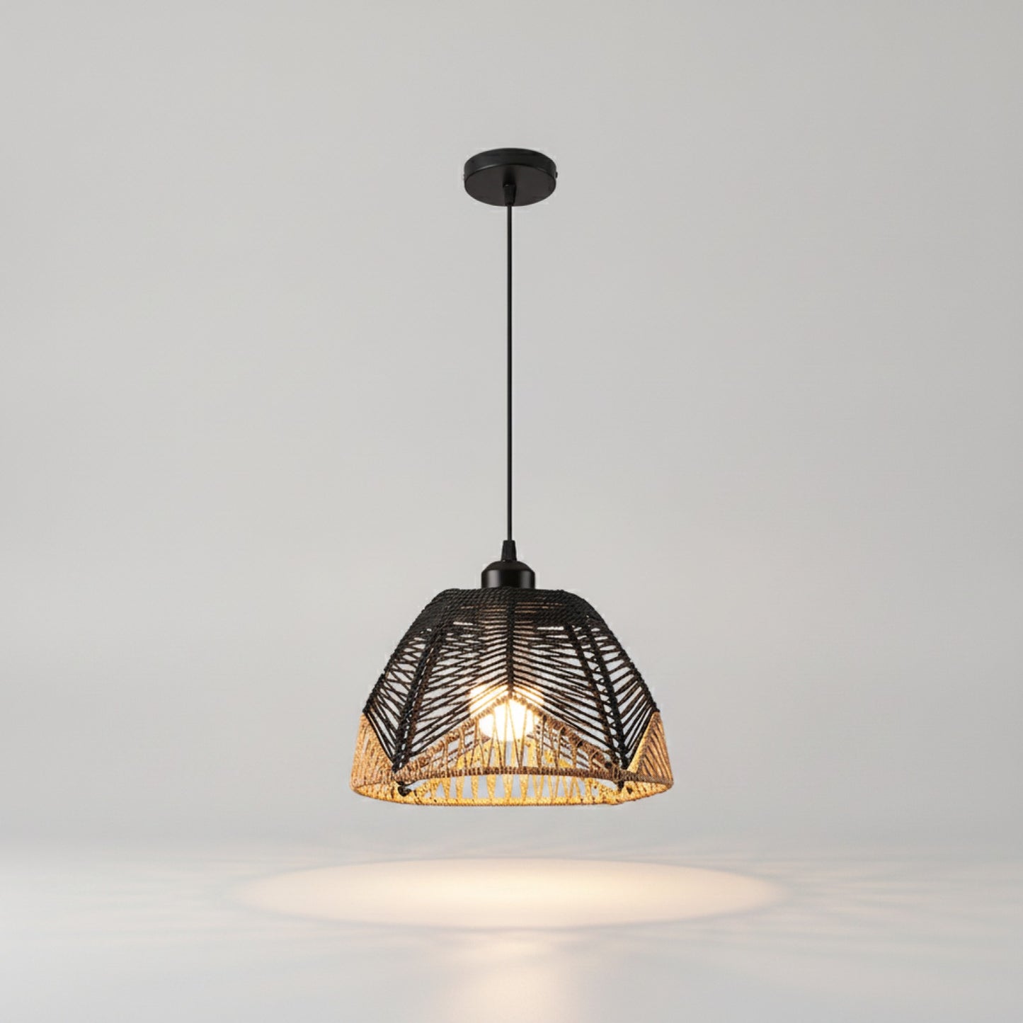 Suspension Luminaire Bohème en Rotin Tressé - Lampe Suspendue Vintage E27 pour Salon, Chambre, Cuisine