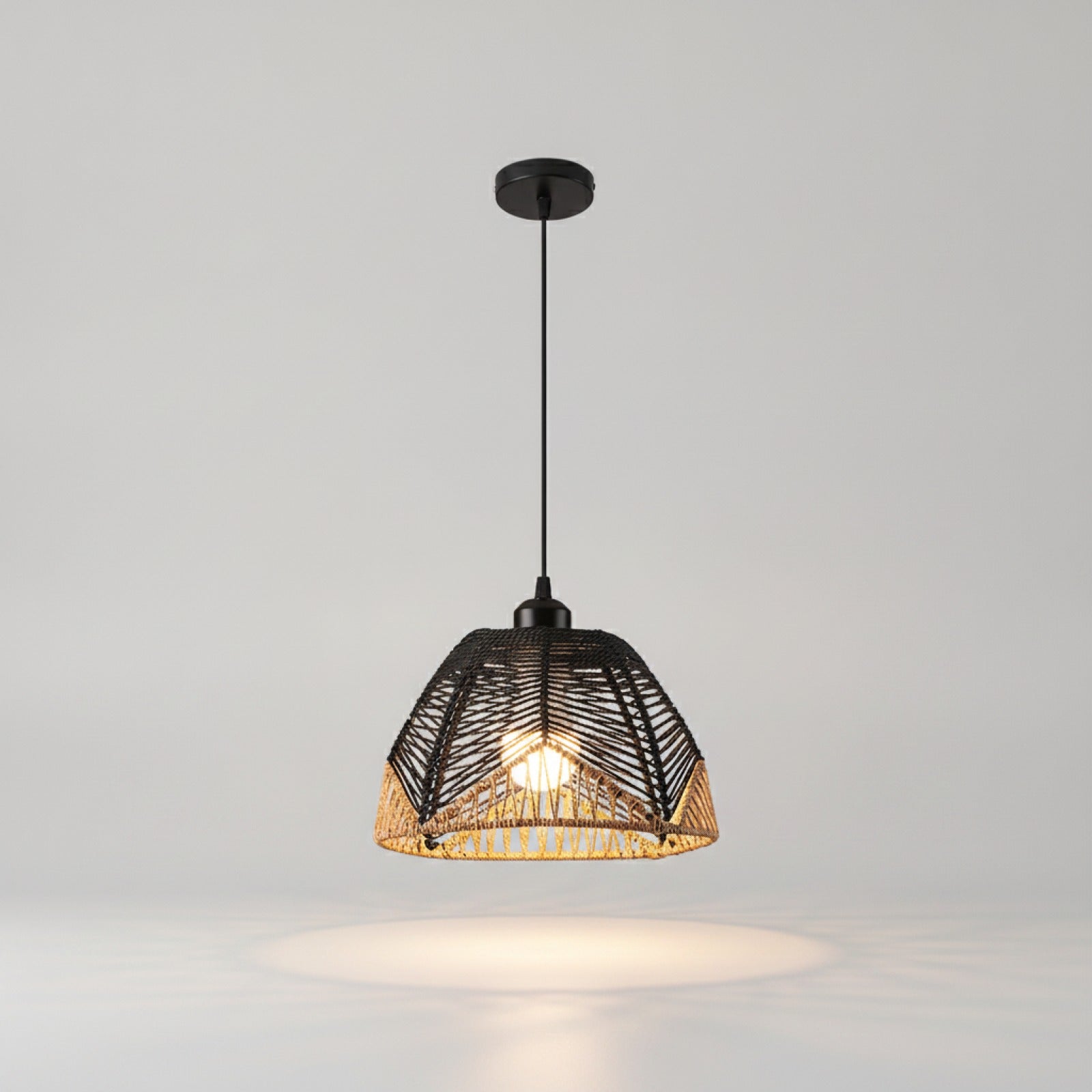 Suspension Luminaire Bohème en Rotin Tressé - Lampe Suspendue Vintage E27 pour Salon, Chambre, Cuisine