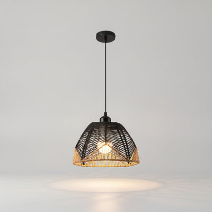 Suspension Luminaire Bohème en Rotin Tressé - Lampe Suspendue Vintage E27 pour Salon, Chambre, Cuisine