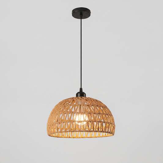 Suspension Luminaire Bohème en Rotin Tissé - Lampe Suspendue E27 pour Salon, Chambre, Cuisine
