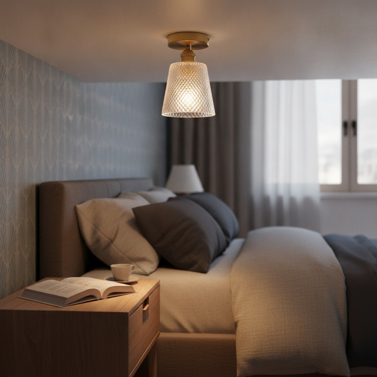 Suspension Plafond Design Art Déco en Verre - Luminaire Moderne E27 pour Cuisine & Chambre