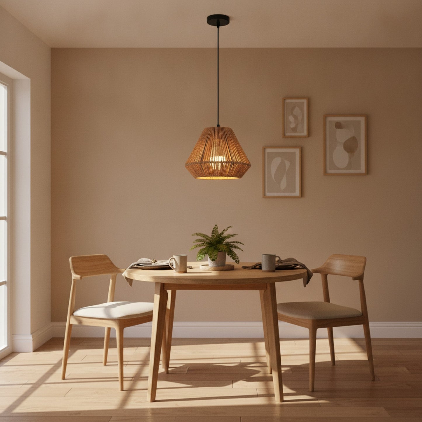 Suspension Luminaire Bohème en Rotin Tissé - Lampe Suspendue Naturelle pour Salon, Chambre, Cuisine