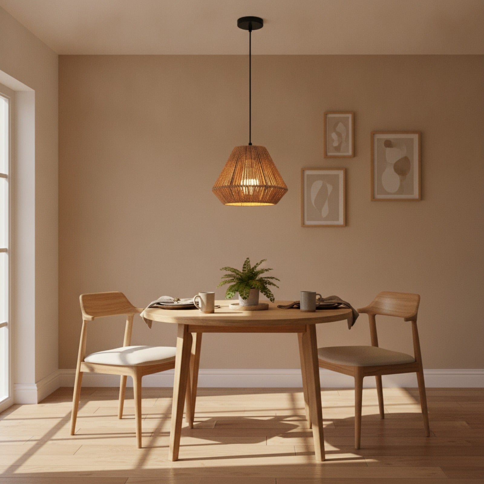 Suspension Luminaire Bohème en Rotin Tissé - Lampe Suspendue Naturelle pour Salon, Chambre, Cuisine