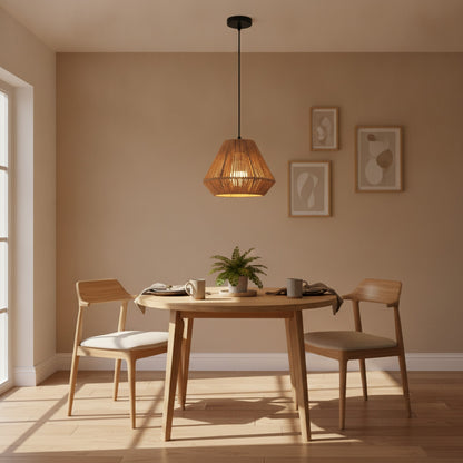 Suspension Luminaire Bohème en Rotin Tissé - Lampe Suspendue Naturelle pour Salon, Chambre, Cuisine