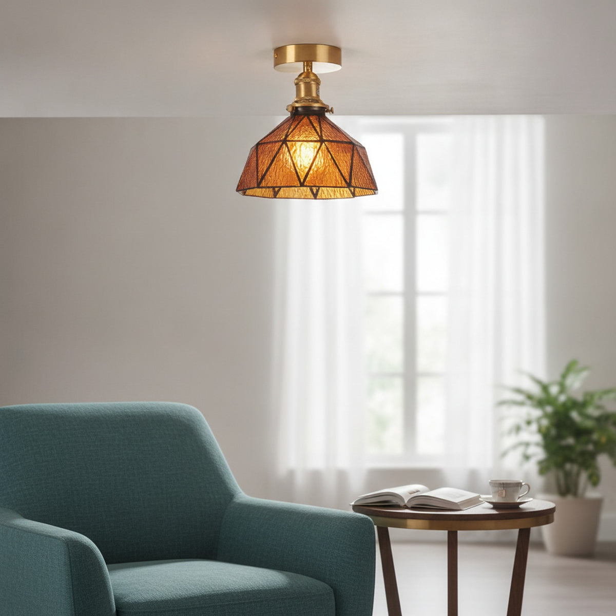 Lampe Plafond Art Déco en Verre - Luminaire Moderne pour Salon & Cuisine