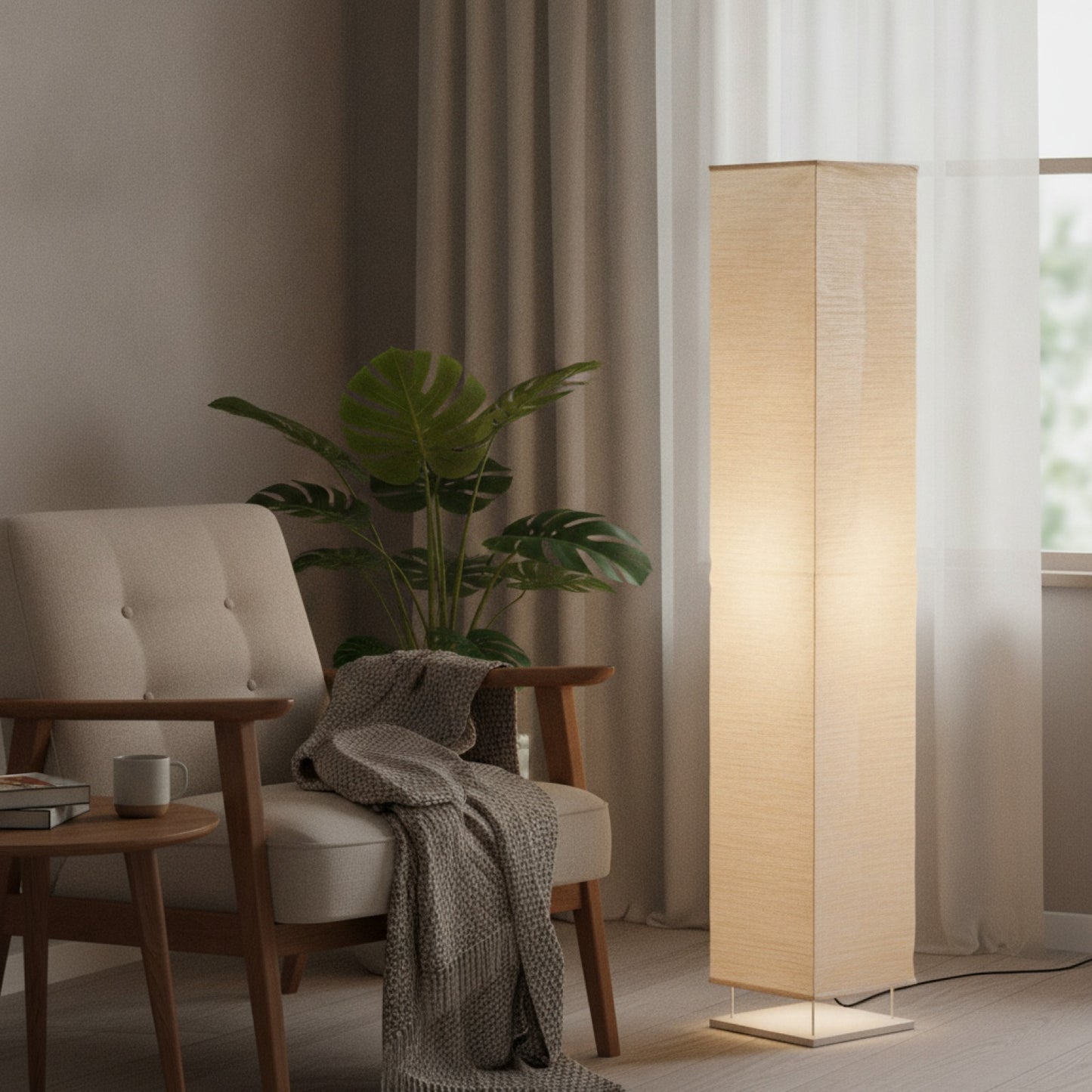 Abat-Jour Lampadaire Papier Hiro - Design Minimaliste & Éclairage Doux