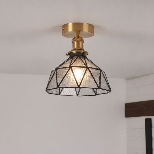 Applique Murale Verre & Laiton Style Art Déco - Lampe Design E27 pour Cuisine, Salon, Chambre